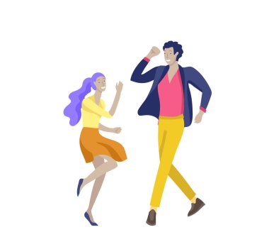 Atlama karakter çeşitli teşkil etmektedir. Gençlerin grup ile atlama neşeli gülen ellerini kaldırdı. Mutlu pozitif genç erkek ve kadınlar