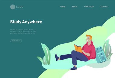 Online eğitim, eğitim ve kurslar için rahat öğrenme insanlarla açık Web sayfası tasarım şablonları ayarlayın. Web sitesi ve mobil web sitesi için modern vektör illüstrasyon kavramları