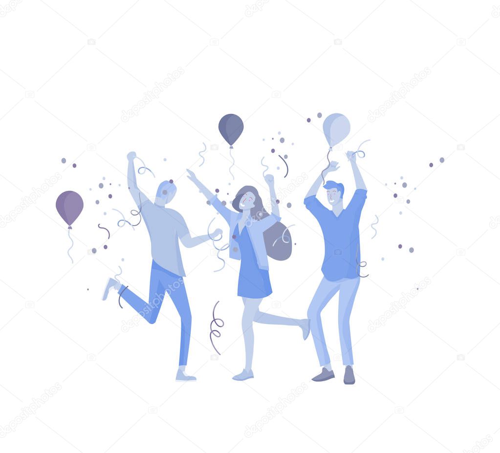 Team People moving. Business invitation and corporate party, design training courses, about us, expert team, happy teamwork. Flat characters design