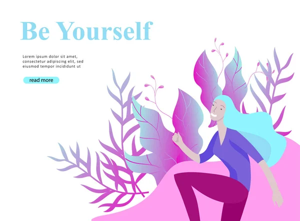 Webpagina ontwerpsjabloon voor schoonheid, dromen motivatie, internationale dag van de Womens, feminisme concept, kracht van de meisjes en vrouw rechten, vectorillustratie voor website — Stockvector