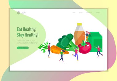 Mutlu İnsanlar 'ın şablonunu sebze ve sağlıklı yiyeceklerle indirmek, zıplamak ve dans etmek. Sebze tarifi, vejetaryen diyeti ve detoks konsepti, çevre dostu yaşam tarzı. Renkli