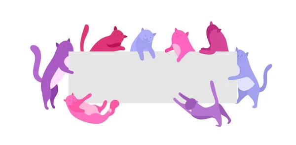 Lindos gatos sosteniendo banner en blanco — Archivo Imágenes Vectoriales