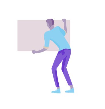 İş insanları hareket, dans ve boş afiş tutarak ve stand. İnsanlar geçit törenine ya da rallide yer alıyor. Erkek ve kadın protestocular veya aktivistler. Modern vektör illüstrasyon düz kavramlar