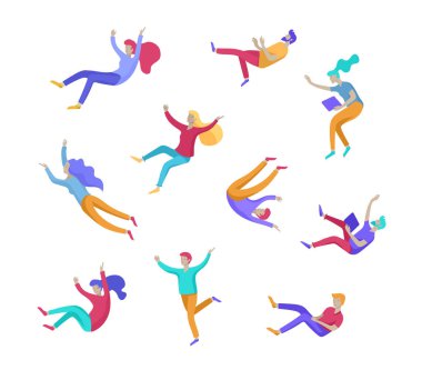 Uzayda uçan ve gadget 'lar ve kağıtlar ile etkileşim ilham Insanlar. Karakterler hareket ve rüyalar, hayal ve ilham yüzen ayarlayın. Düz tasarım stili