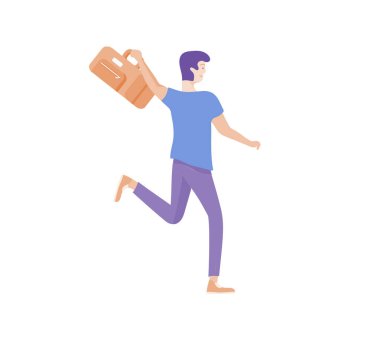 Tek başına seyahat bagaj ile turist adam, yolculuğa gidin. Yolcu Bagaj ve ekipman ile çeşitli aktivite