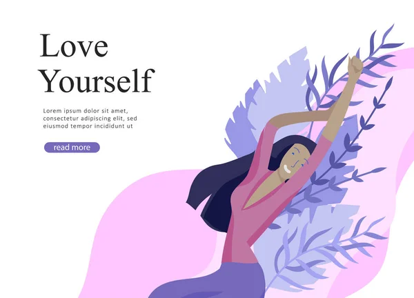 Πρότυπο σχεδίασης Web σελίδα για ομορφιά, όνειρα κίνητρο, διεθνής ημέρα γυναικών, φεμινισμός έννοια, ρεύματος κοριτσιών και γυναίκα δικαιώματα, εικονογράφηση φορέα για την ιστοσελίδα — Διανυσματικό Αρχείο