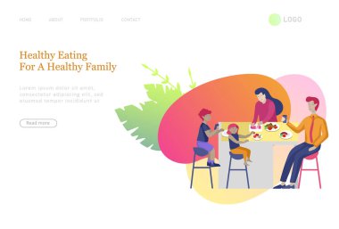 İniş sayfaları aile hobileri koleksiyonu ile hazırlandı. Anne, baba ve çocuklar birlikte vakit geçiriyorlar. Çizgi film vektör illüstrasyonu