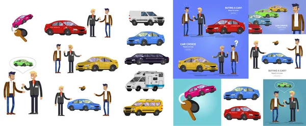 Design Concept Choice Car Buying Car Vector Cool Flat Illustration — Stock Vector