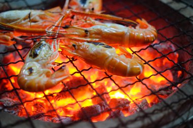 Izgara karides veya kolay Barbekü ızgara karides ızgara. Diyet ya da pişirme kavramı