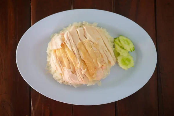 Reis Gedünstet Mit Hühnersuppe Thailändisches Essen — Stockfoto