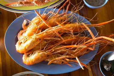 Izgara karides taze yemeye hazır karides ızgara