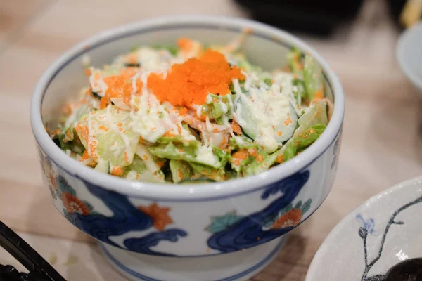 Salada Legumes Frescos Tigela Comida Japonesa — Fotografia de Stock