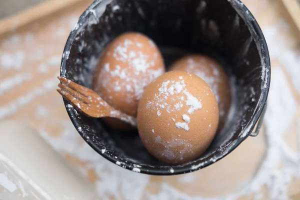 Memasak Bahan Bahan Telur Dan Tepung Resep Atau Kuliner — Stok Foto