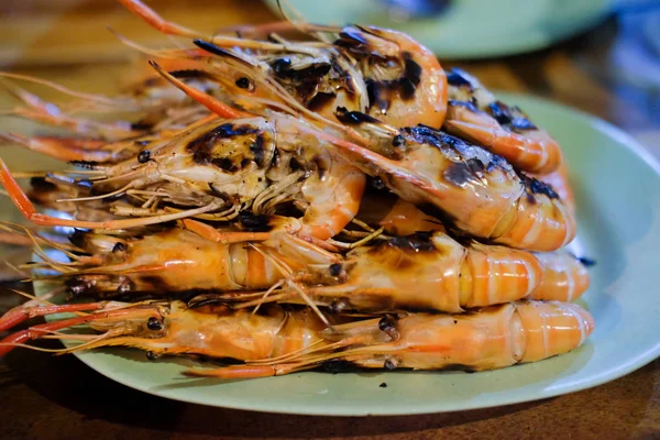 Camarones Parrilla Delicioso Comida Callejera — Foto de Stock