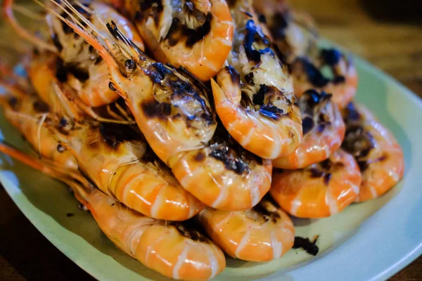 Grilled Shrimp Thai Restaurant Close — Stock Photo, Image