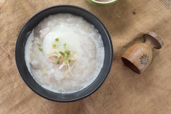 Bubur Nasi Topping Dengan Jahe Sarapan Asia Panggilan Bubur — Stok Foto