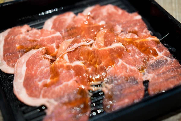 Prémio Carne Bovino Crua Para Shabu Yakiniku — Fotografia de Stock