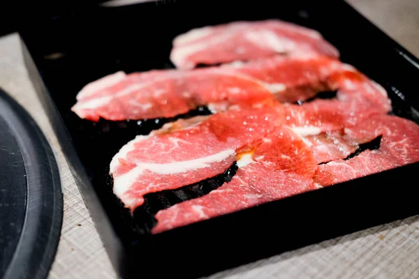 Surowej Wołowiny Premium Dla Shabu Yakiniku — Zdjęcie stockowe