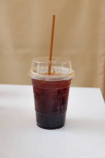 Iced Americano Zwarte Koffie Kant Klaarmaaltijden Drinken Concept — Stockfoto