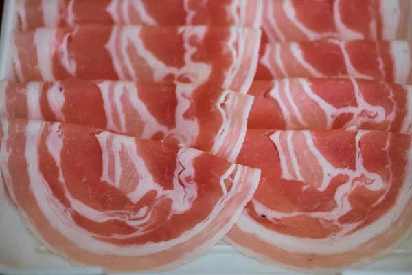 Rohes Schweinefleisch Scheiben Geschnitten Für Heißen Topf Kann Verwendet Werden — Stockfoto