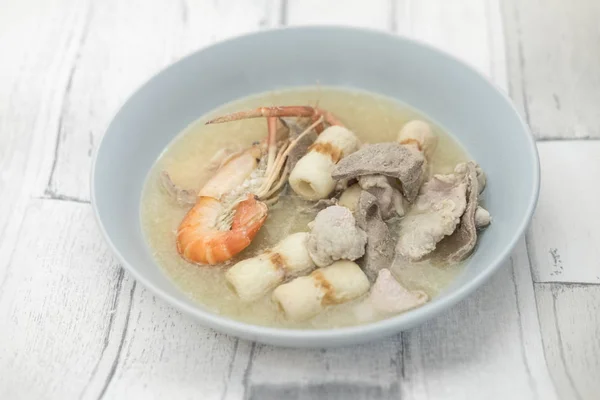 Sopa Com Camarões Deliciosa Comida Saudável Para Saúde Sopa Dietética — Fotografia de Stock