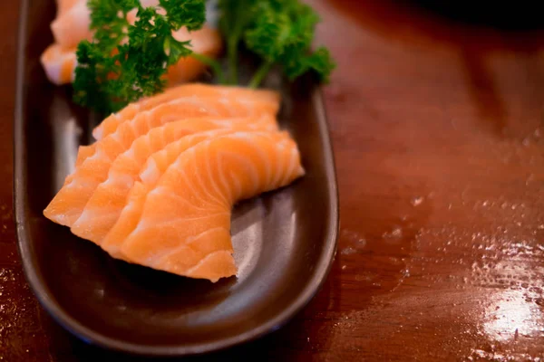 Surový Salmons Filet Jídlo Restauraci Selektivní Fokus — Stock fotografie
