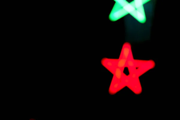 Forma Estrela Luz Fluorescente Isolada Noite Negra — Fotografia de Stock