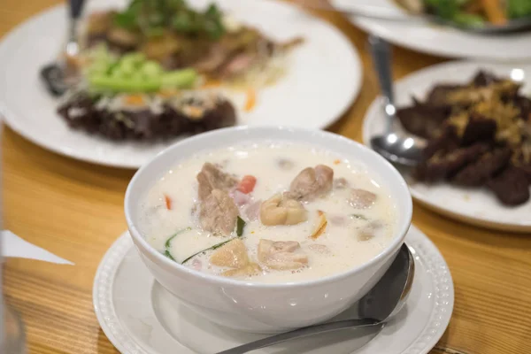 Coconut milk soup with chicken or Thai chicken coconut soup ( Tom Kha Gai). Thai local food
