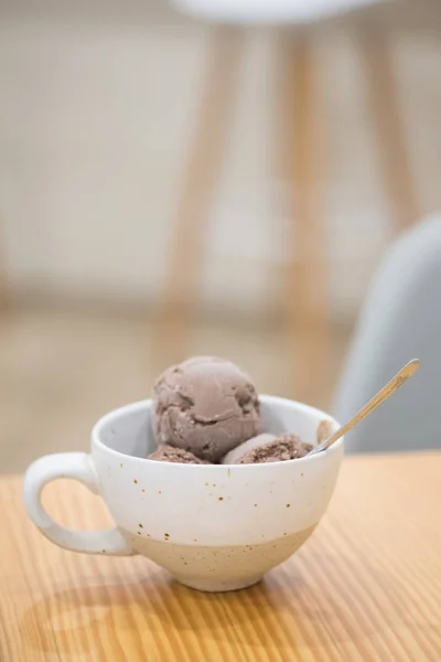 Delicioso Sorvete Chocolate Fresco Café — Fotografia de Stock