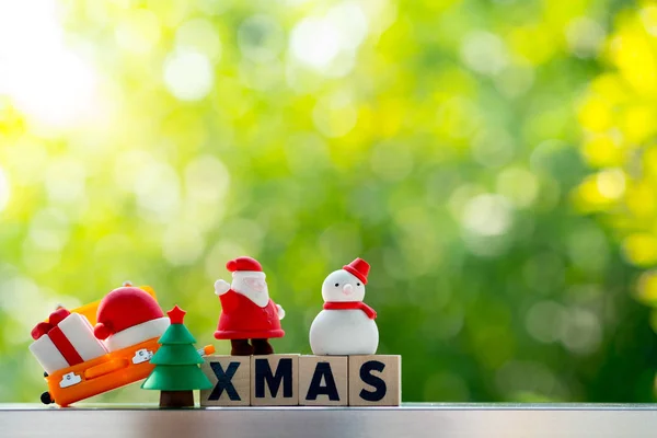 Palabra Navidad Bloque Madera Con Adorno Navidad Concepto Navidad — Foto de Stock