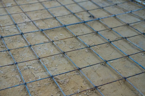 Steer Wire Mesh Concrete Floor Construction Site Steel Armature Grids — Stock Photo, Image