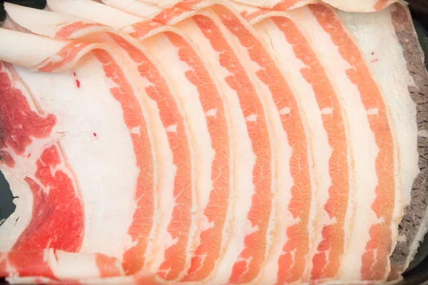 Dünne Scheiben Schweinefleisch Für Shabu Hot Pot Mahlzeit Für Hot — Stockfoto