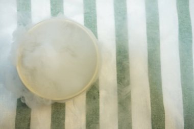 Kase kuru buz duman veya sıvı azot Close-Up