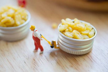 Minyatür insanlar işçi kızarmış mung fasulye (Tayland meze hareket)