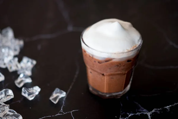 Glass of cold Iced chocolate — Stock Photo, Image