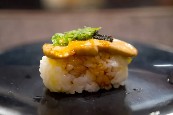 Închide Foie Gras sushi — Fotografie, imagine de stoc
