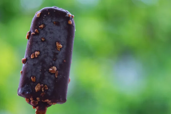 Sabrosa barra de helado con chocolate y almendras — Foto de Stock