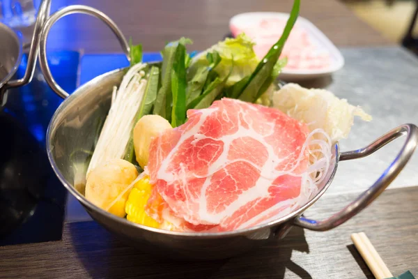Shabu shabu carne și legume — Fotografie, imagine de stoc