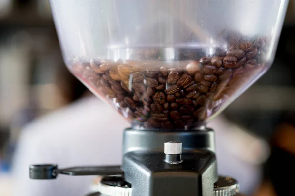 Grain de café dans la machine à café — Photo