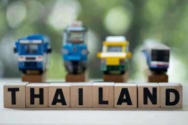 Tayland kamu hizmeti araba geri ile Tayland Ahşap bloklar kelime