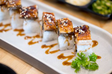 Unagi Sushi Set Japonya yemek balığı Japon gıda restoranında
