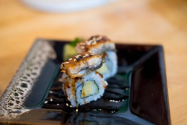 Unagi Sushi setează anghila japoneză în restaurantul alimentar japonez — Fotografie, imagine de stoc