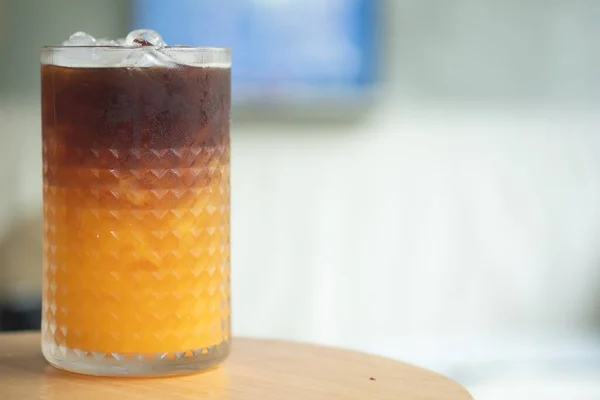 Copo Café Expresso Misturado Com Sumo Laranja Bebida Refrescante — Fotografia de Stock