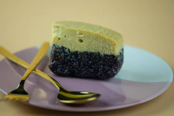 Thai Dessert Sticky Rice Egg Steamed Custard — Stock Photo, Image