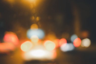 Soyut bulanık şehir. Arka plan için sokak yol aydınlatma bokeh.