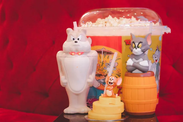 Samut Prakan Thailand July 2020 Set Bucket Popcorn Glass Promote — Stock Photo, Image