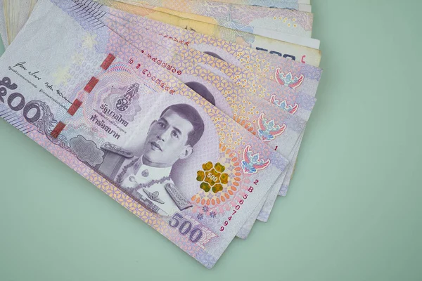 500 Baht Thajských Bankovek Koncepce Thajské Baht Platební Měny Thajska — Stock fotografie