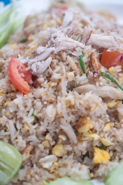 Dekat Dengan Nasi Goreng Kepiting Makanan Thailand — Stok Foto