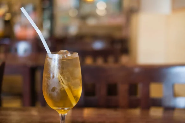 Iced Tea Ice Refreshing Drink Wooden Table Japanese Restaurant Barley — Stock Photo, Image