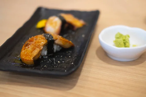 Japonês Onigiri Grelhado Foie Gras Sushi Japão Restaurante — Fotografia de Stock